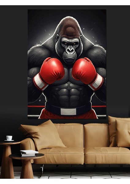 Boksör Goril Dekoratif Kanvas - Mdf Ahşap Tablo fiyatları