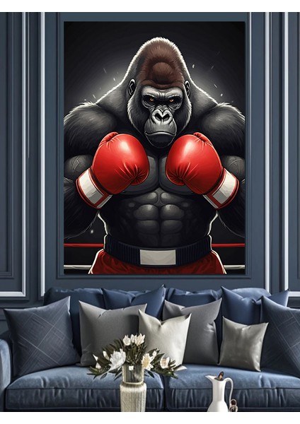 Boksör Goril Dekoratif Kanvas - Mdf Ahşap Tablo modelleri