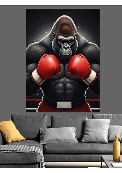 Boksör Goril Dekoratif Kanvas - Mdf Ahşap Tablo fırsatları
