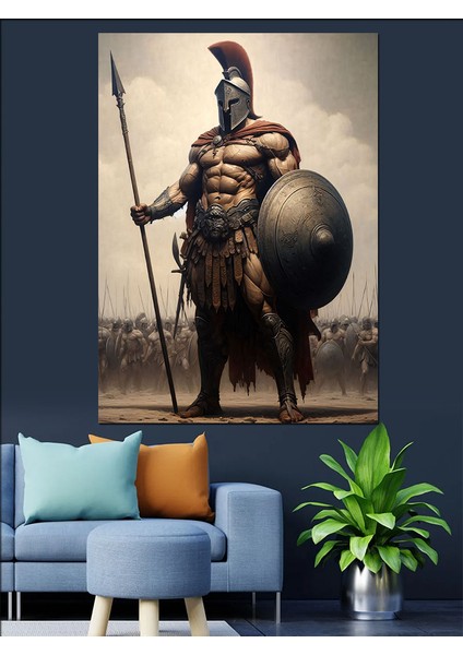 Mızraklı Spartalı Dekoratif Kanvas - Mdf Ahşap Tablo
