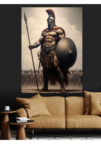 Mızraklı Spartalı Dekoratif Kanvas - Mdf Ahşap Tablo fiyatları
