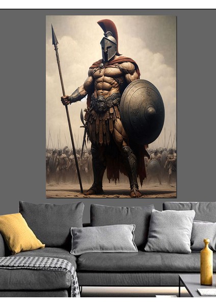 Mızraklı Spartalı Dekoratif Kanvas - Mdf Ahşap Tablo fırsatları