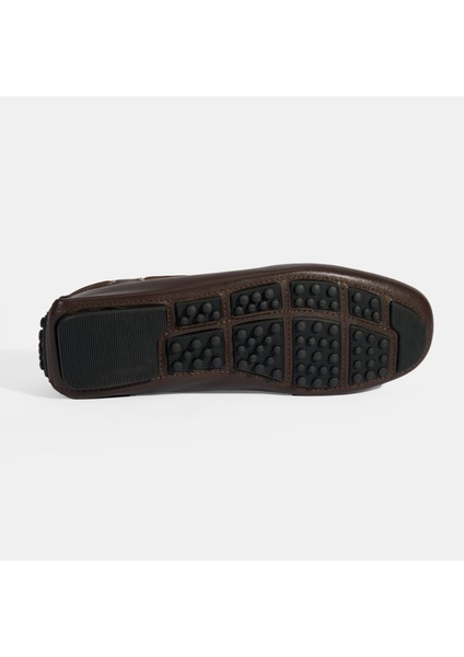 Erkek Kahve Bağcık Detaylı Slip-On Deri Loafer fırsatları