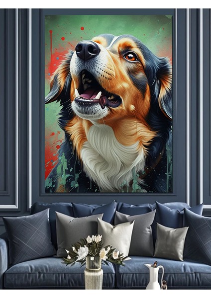 Mutlu Köpek Dekoratif Kanvas - Mdf Ahşap Tablo