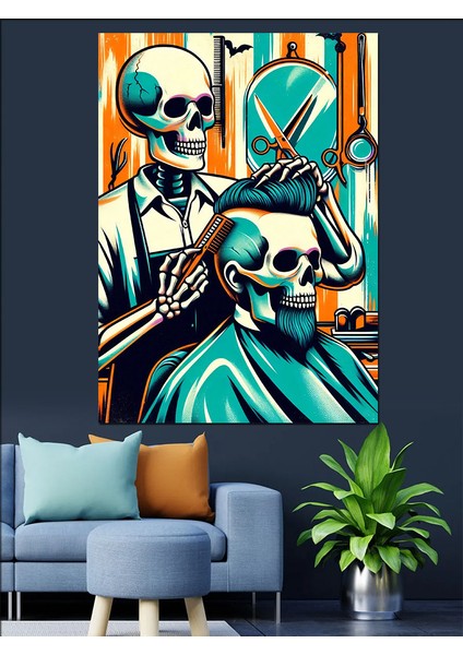 Neon Berber Iskelet Dekoratif Kanvas - Mdf Ahşap Tablo fiyatları