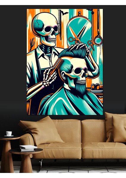 Neon Berber Iskelet Dekoratif Kanvas - Mdf Ahşap Tablo modelleri