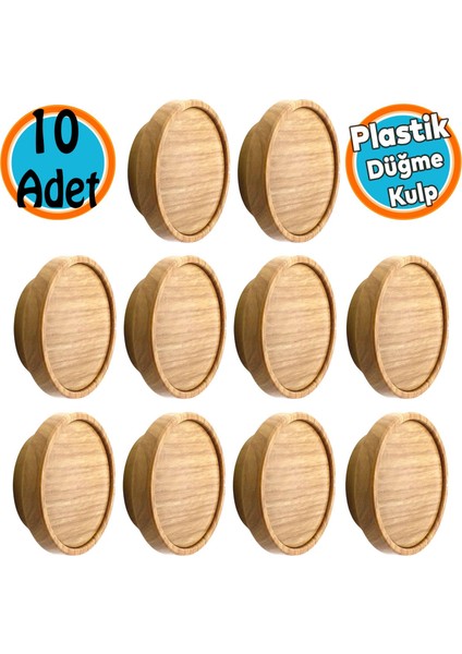 Mobilya Dolabı Dolap Kulpu Kulbu Kulpları Çekmece Mutfak Kulp Düğme Tek Vidalı Ahşap Desenli 10 Adet