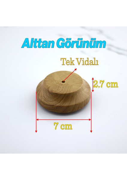 Mobilya Dolabı Dolap Kulpu Kulbu Kulpları Çekmece Mutfak Kulp Düğme Tek Vidalı Ahşap Desenli 10 Adet