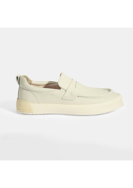 Erkek Krem Slip-On Deri Loafer