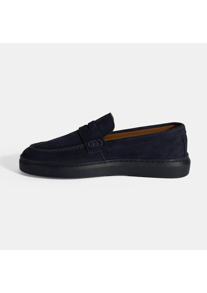 Erkek Lacivert Slip-On Nubuk Deri Loafer