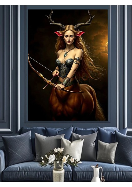 Kadın Centaur Okçu Dekoratif Kanvas - Mdf Ahşap Tablo