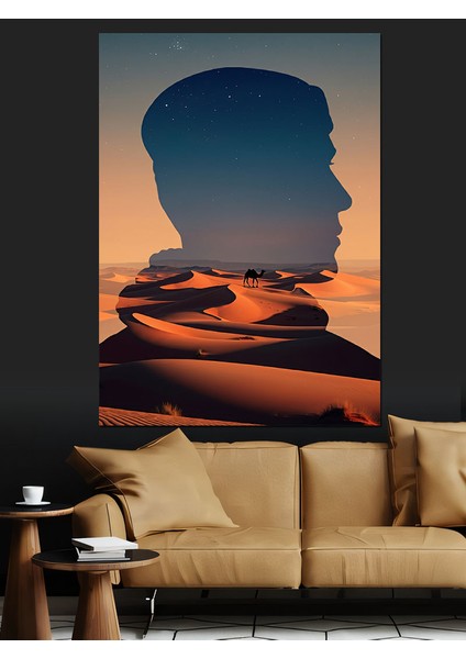 Çölde Siluetler Dekoratif Kanvas - Mdf Ahşap Tablo fiyatları
