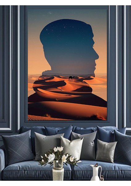 Çölde Siluetler Dekoratif Kanvas - Mdf Ahşap Tablo modelleri