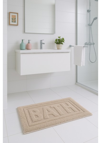 Bath Antibakteriyel Banyo Paspası 80 x 50 | Kaymaz Tabanlı, Yıkanabilir, Tüylenme Yapmaz