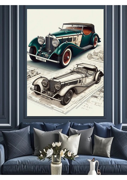Retro Klasik Araba Dekoratif Kanvas - Mdf Ahşap Tablo fırsatları