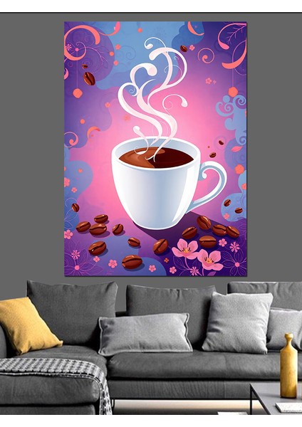 Sıcak Kahve Çizimi Dekoratif Kanvas - Mdf Ahşap Tablo modelleri