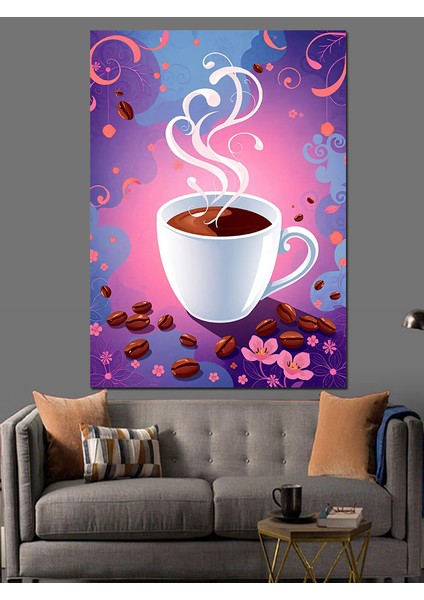 Sıcak Kahve Çizimi Dekoratif Kanvas - Mdf Ahşap Tablo fırsatları