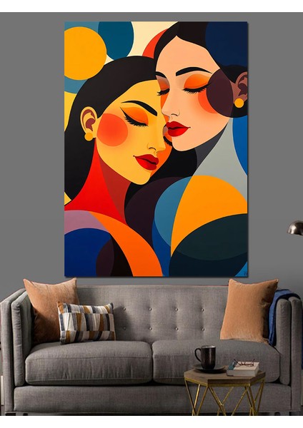 Sarılma ve Soyut Sanat Dekoratif Kanvas - Mdf Ahşap Tablo