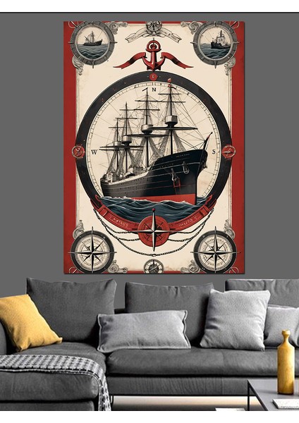 Gemili Eski Harita Dekoratif Kanvas - Mdf Ahşap Tablo fiyatları