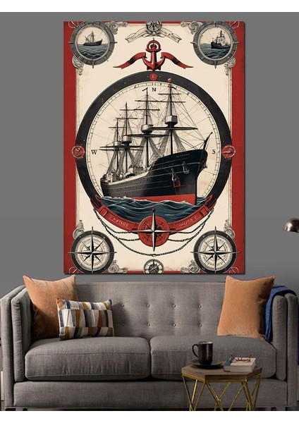 Gemili Eski Harita Dekoratif Kanvas - Mdf Ahşap Tablo modelleri