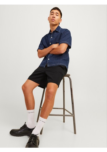 Jack Jones Beli Lastikli Keten Siyah Renk Şort 12248629 fiyatları