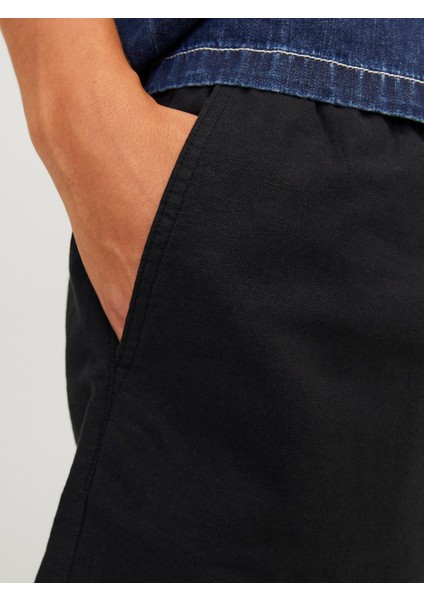 Jack Jones Beli Lastikli Keten Siyah Renk Şort 12248629 indirimleri