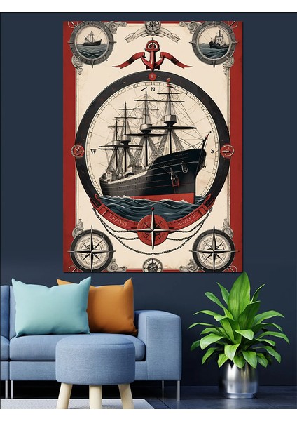 Gemili Eski Harita Dekoratif Kanvas - Mdf Ahşap Tablo fırsatları