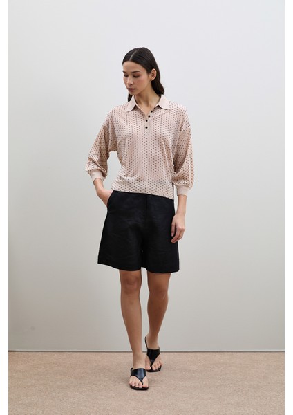 Puantiye Desenli Polo Yaka Kazak
