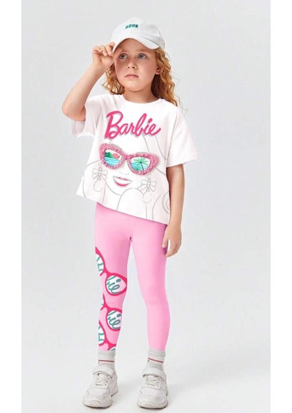 Kız Çocuk Barbie T-Shirt Alt Üst Takım