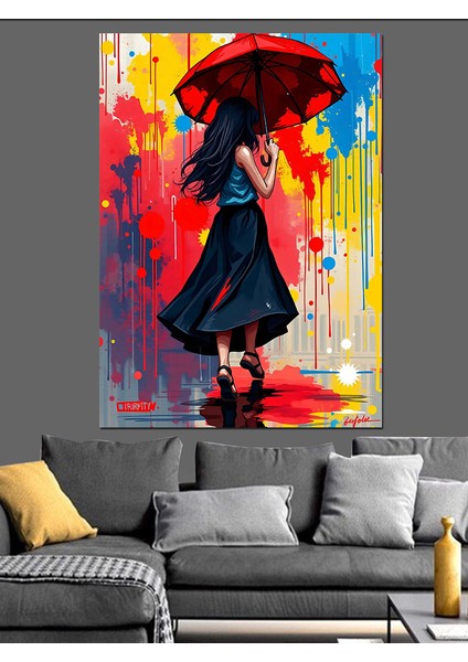 Şemsiyeli Dans Eden Kadın Dekoratif Kanvas - Mdf Ahşap Tablo fiyatları