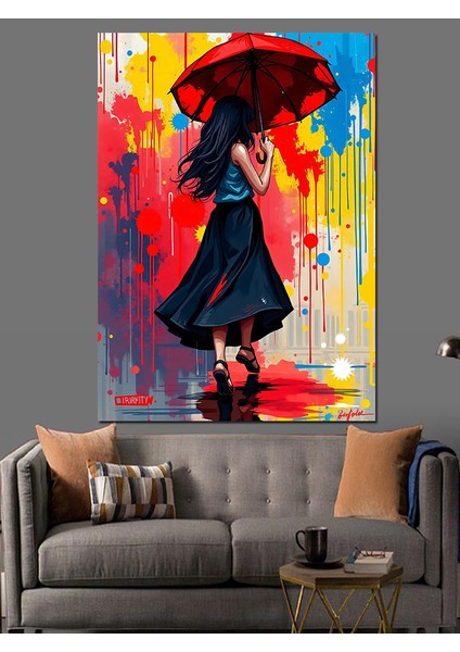 Şemsiyeli Dans Eden Kadın Dekoratif Kanvas - Mdf Ahşap Tablo modelleri