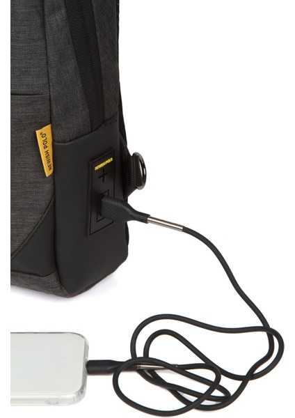 Erkek Siyah USB Çıkışlı Çapraz Bel ve Omuz Çantası NEWPOLO321