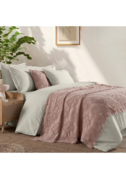 Mood Comfort Alison Çift Kişilik Yatak Örtüsü + Nevresim Takımı Pudra