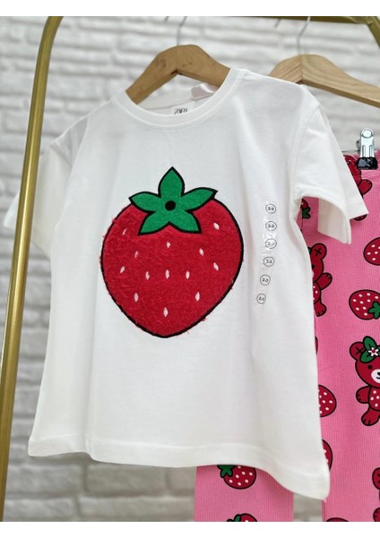Kız Çocuk Çilek ve Ayıcık Detaylı T-Shirt Alt Üst Takım fiyatları