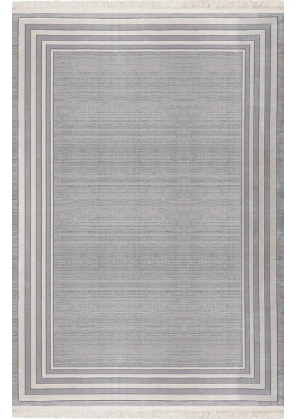 Baft 52319A Gri Yumuşak Dokulu Sık Dokuma Üst Kalite Modern Ipek Bambu Halı
