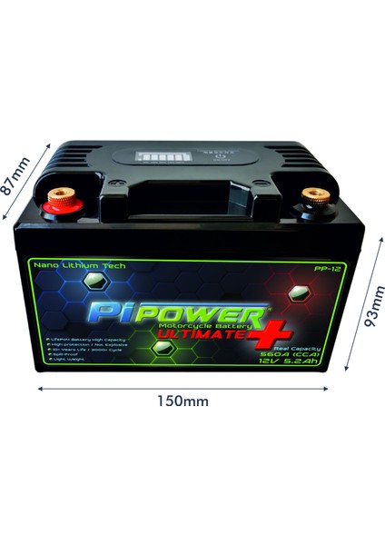 Ultimate+ 12V5,2AH Lithium Lifepo4 Lityum Motosiklet Aküsü