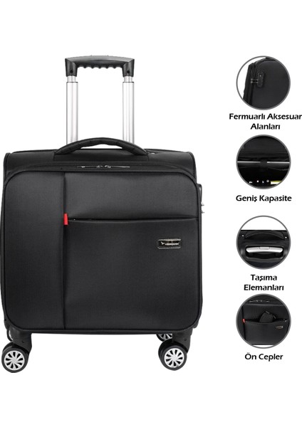 Carry-On Hostes Pilot Kabin Boy 15-17 Inc Uyumlu Laptop Bölmeli Kumaş Valiz indirimleri