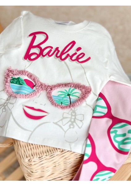 Kız Çocuk Barbie T-Shirt Alt Üst Takım modelleri