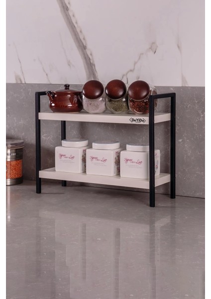 Masa Tezgah Üstü Mutfak Banyo Düzenleyici Organizer Baharatlık Kitaplık Raf Metal Sunum Servis Rafı