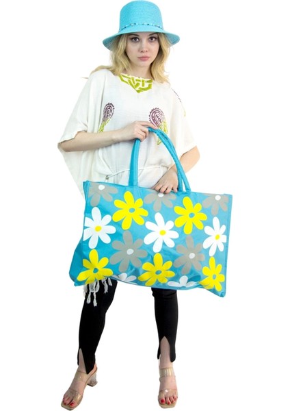 Kadın Plaj Çantası ve Şapka Takım 2175 - Bay Şapkacı fiyatları