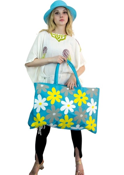 Kadın Plaj Çantası ve Şapka Takım 2175 - Bay Şapkacı modelleri