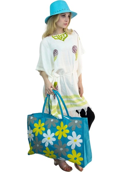 Kadın Plaj Çantası ve Şapka Takım 2175 - Bay Şapkacı indirimleri