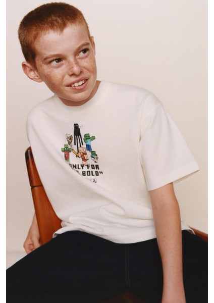Erkek Çocuk Minecraft Baskılı Yazılı T-Shirt fiyatları