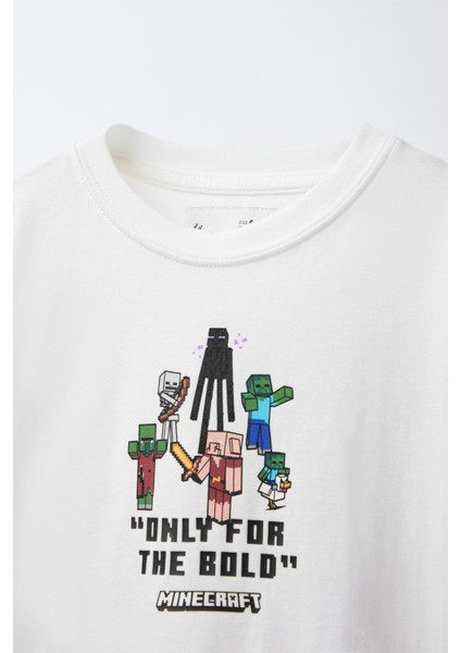 Erkek Çocuk Minecraft Baskılı Yazılı T-Shirt modelleri