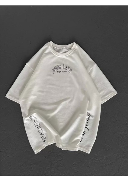 Baskılı Oversize T-Shirt - Beyaz fırsatları