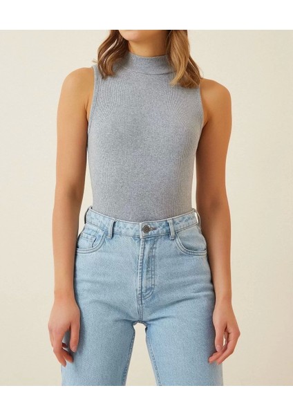 Kadın Full Likralı Fitilli Kaşkorse Body - Gri modelleri