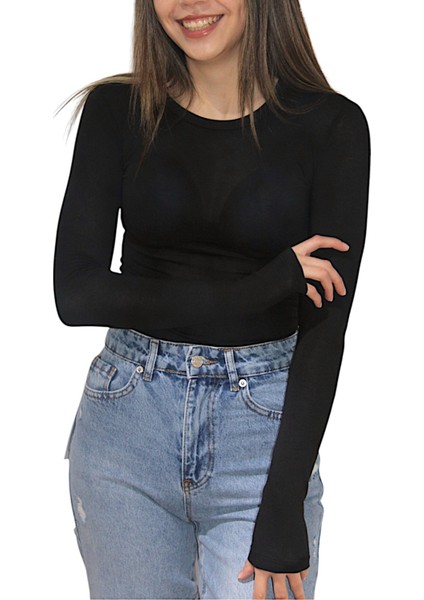 Kadın Ince Uzun Kollu Bodysuit1