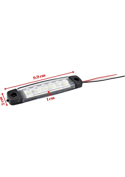 10 Adet Beyaz Parmak Lamba 6 LED 12V 24V