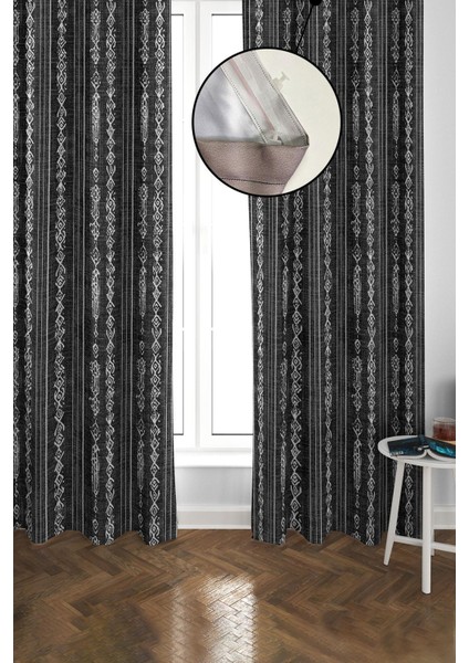 Blackout Karartma Yüksek Kalite Modern Desenli 2 Kanat Fon Perde 140 x 270 Nes Serisi NES25