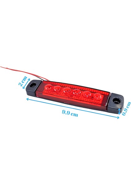 10 Adet Kırmızı Parmak Lamba 6 LED 12V 24V